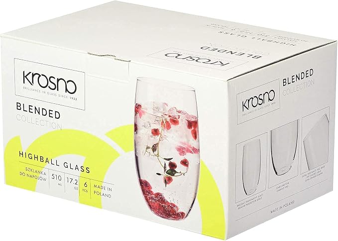 Krosno Water Juice Drinking Glasses, 17.2 oz, Blended Collection, Everyday