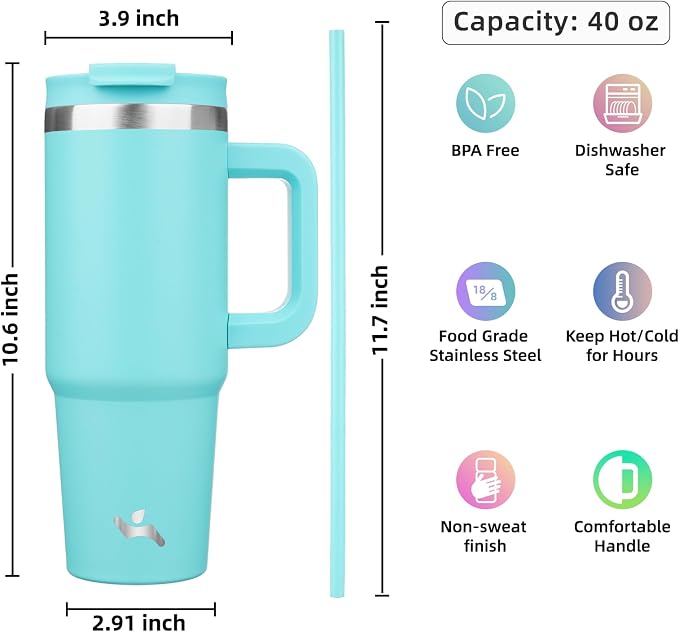 Konokyo 40 oz Insulated Tumbler Water Bottle