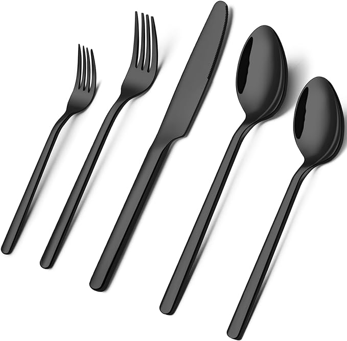 Black Silverware Set, 40 Piece Flatware Set
