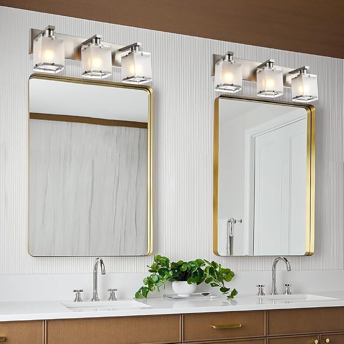 Modern 3-Lights Brushed Nickel Vanity Lights