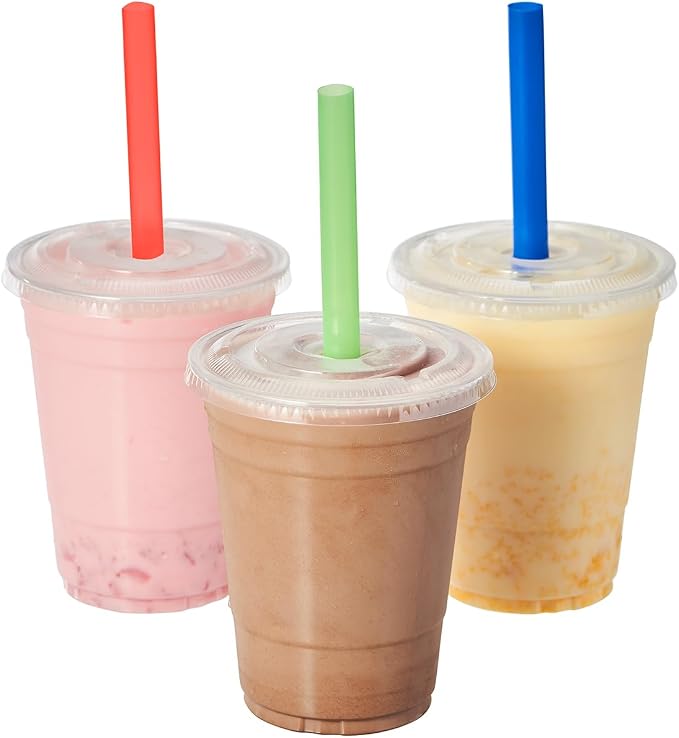 FULING Clear Plastic Cups With Lids Disposable Cups
