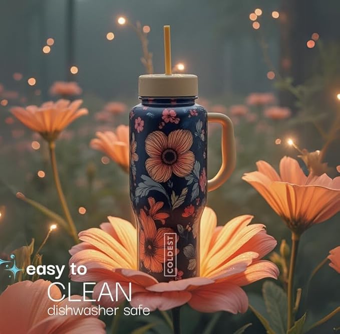 Coldest Tumbler with Handle and Straw, 100% Leak Proof Insulated Tumbler with