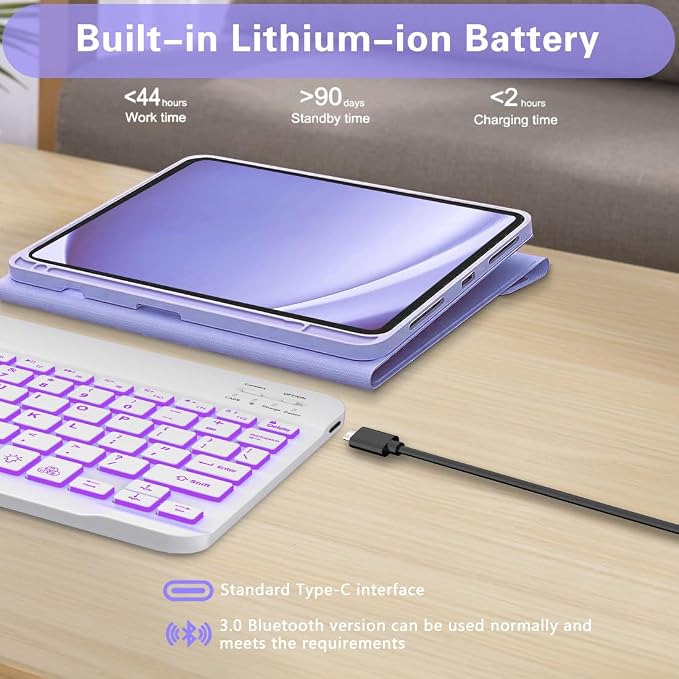 Keyboard Case for Samsung Galaxy Tab A9 Plus 5G 11 inch 2023, 7 Color Backlit