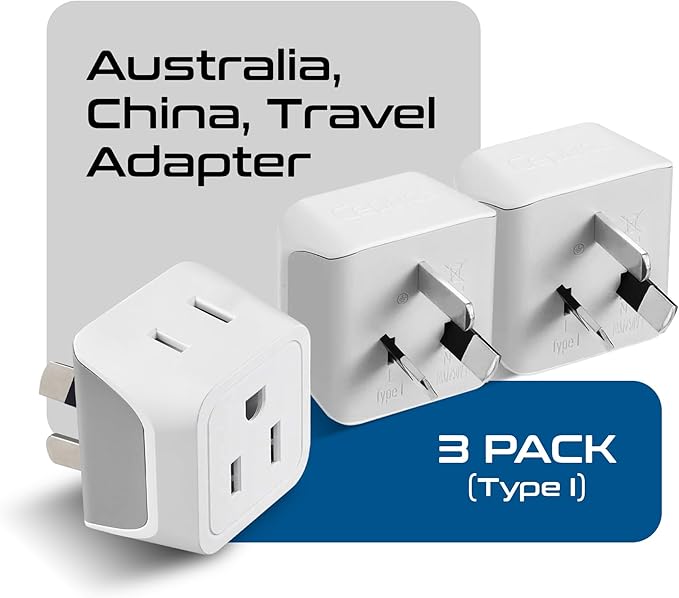 Ceptics Australia Power Plug Adapter, 2 in 1 Type I Plug Adapter, US to