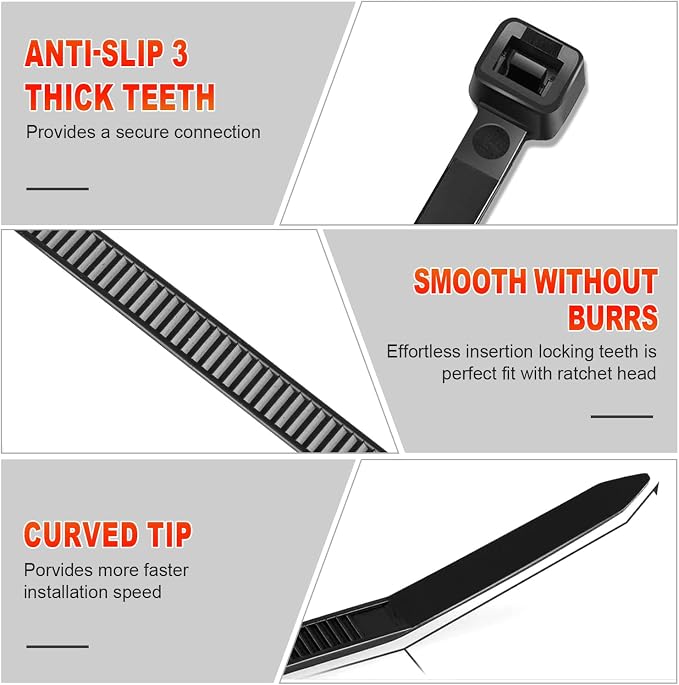 Zip Ties, RAZCC 1200pcs Black Cable Zip Ties 14 Inch, Heavy Duty Plastic Wire