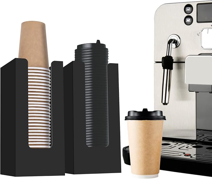 Coffee Cup Dispenser, Cup and Lid Organizer fits 5 to 16 oz Disposable Cups |