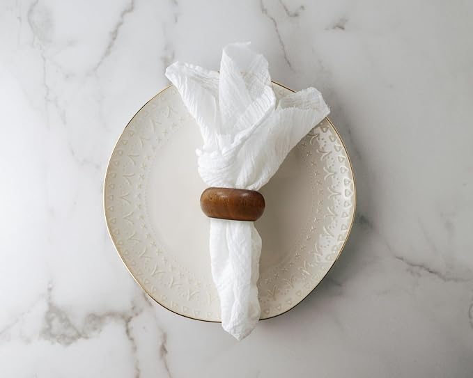 Napkin Rings for Dining Table, Classic Farmhouse Style, Holiday and Party Decor