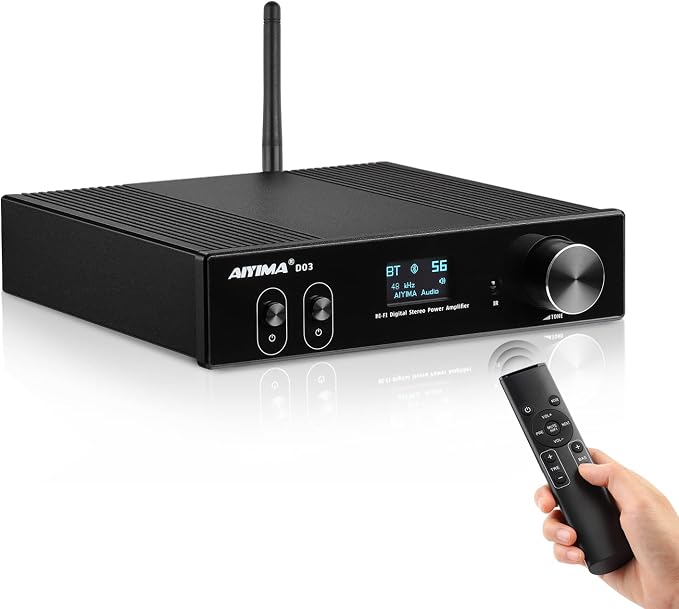 AIYIMA D03 Bluetooth 5.0 DAC Amplifier 150 Watt x 2 Stereo HiFi 2.1 CH Digital