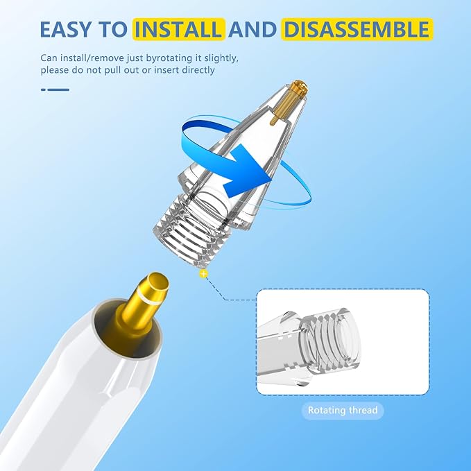 2+6 Pack for Apple Pencil Tips, Upgraded Replacement Pencil Nibs for Apple