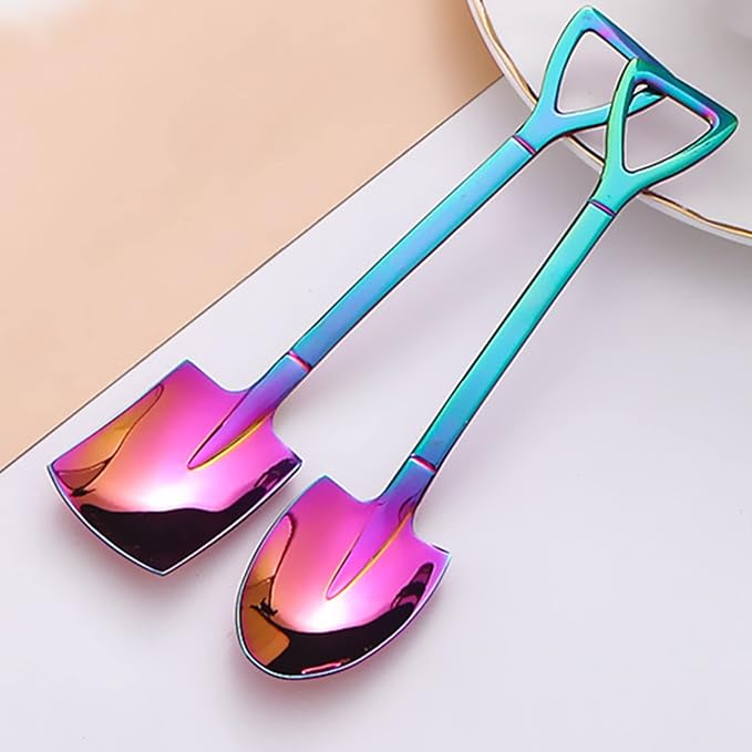 10Pcs Shovel Spoons Stainless Steel Spoon Reusable Dessert Spoons