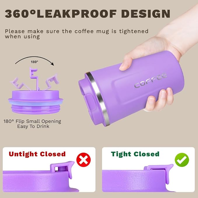 SPLMIFA Travel coffee mugs leak-proof, reusable coffee cup