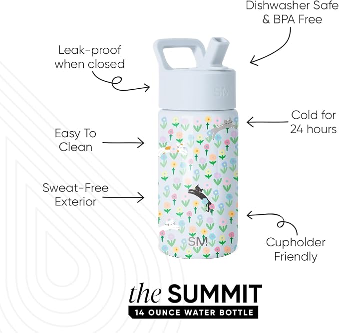 Simple Modern Kids Water Bottle & Toddler Cup | 14oz | Kittens | Insulated