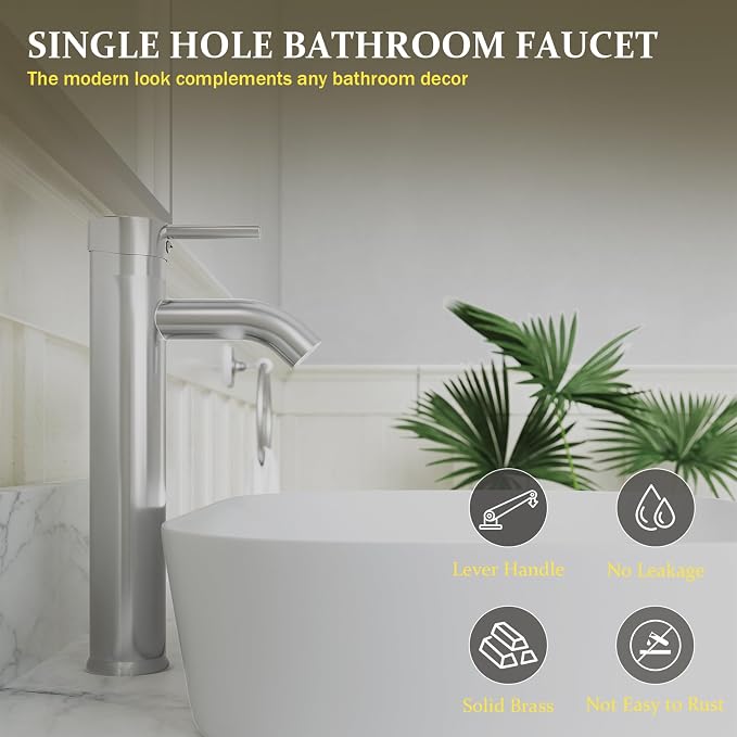 Chrome Bathroom Faucets, Vessel Sink Faucet Single Hole Single Handle