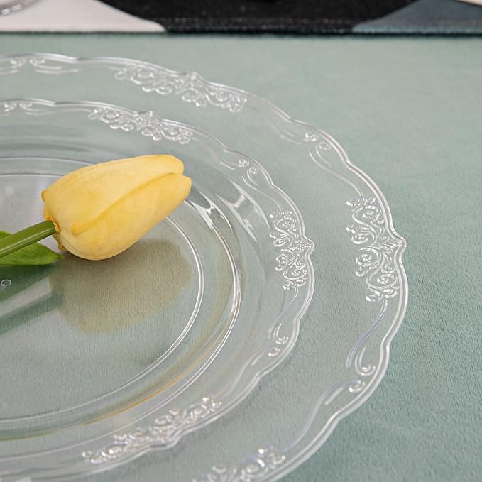 U-QE 60PCS Clear Plastic Plates