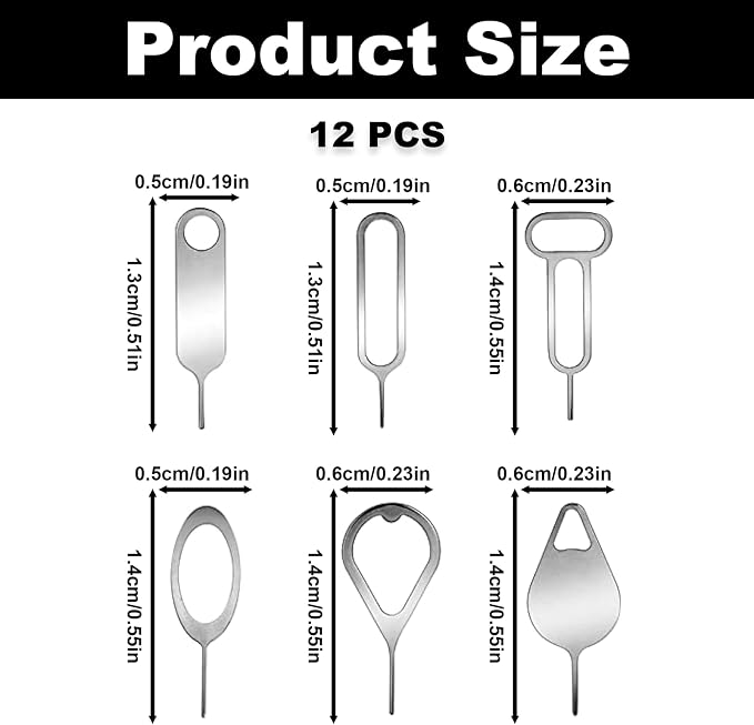 12PCS SIM Card Removal Openning Tools, Needle Opener Ejector, SIM Card Tray
