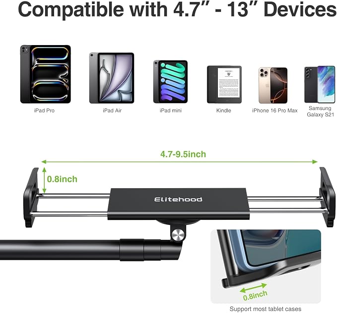elitehood iPad Stand Floor, Height Adjustable Tablet Floor Stand