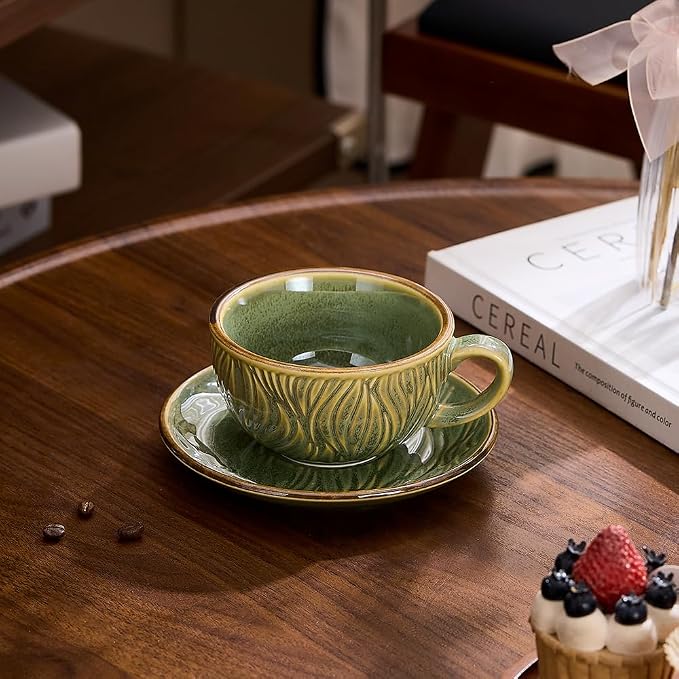 Coffeezone Vintage Design 12 oz Ceramic Latte Art Cappuccino Barista Cup