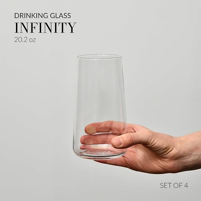 Krosno Water Glasses Set of 4, 20.3 oz, Infinity Collection | Highball Drinking