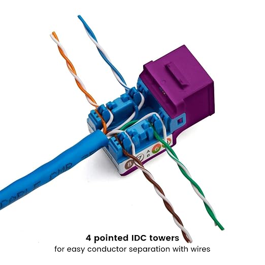 trueCABLE Cat5e Keystone Jack, Unshielded, 90 Degree Punch-Down, PoE++ 100W