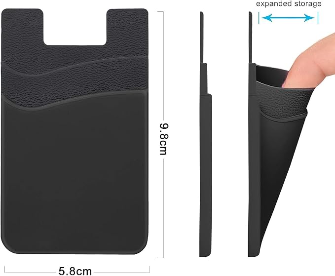 SS Card Holder for Phone Case, Phone Wallet Stick on Adhesive Silicone Cell
