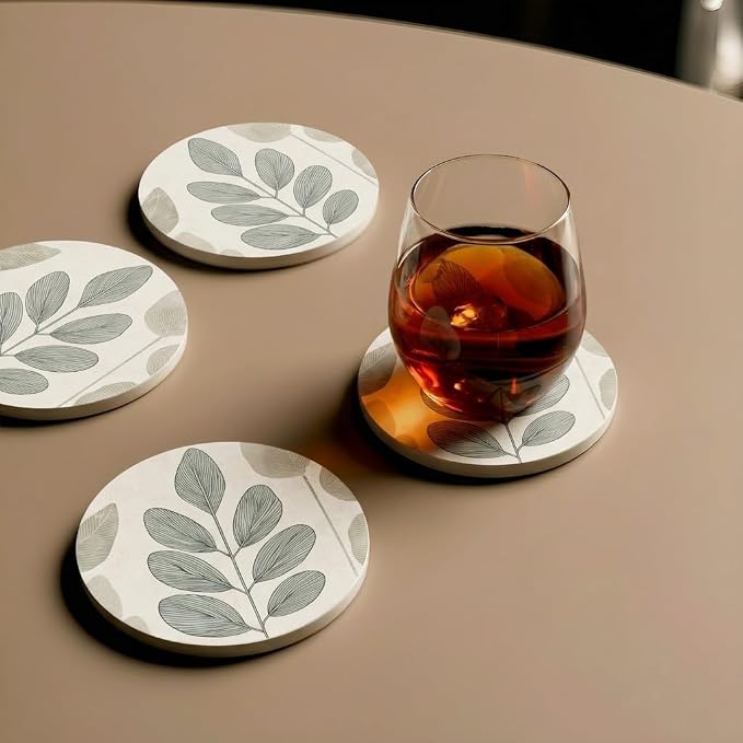 VEYRO Ceramic Coasters Set of 6 or 4 – Absorbent Stone Drink Coasters