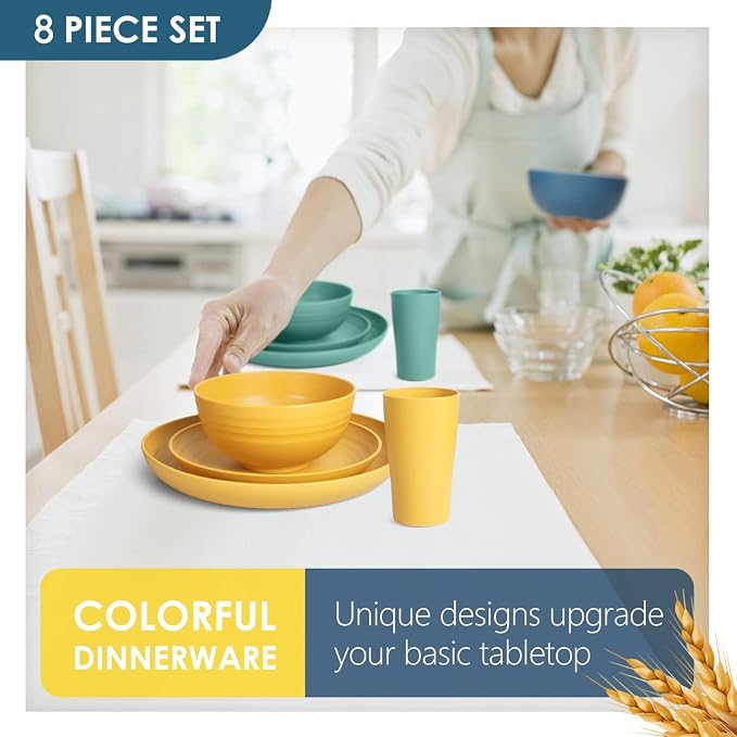 Teivio 32-Piece Plates and Bowls Sets