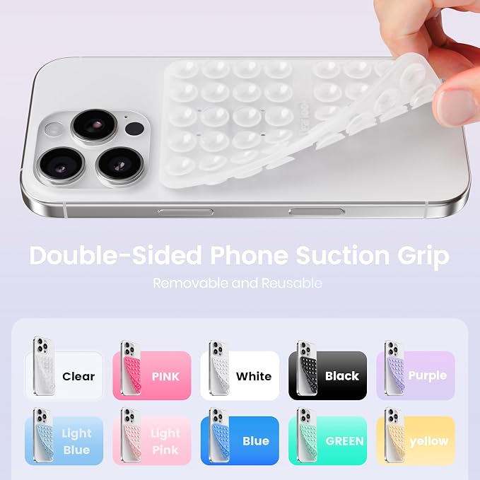 2PCS Silicone Suction Cup Phone Case Mount Double Sided, Hands-Free Phone