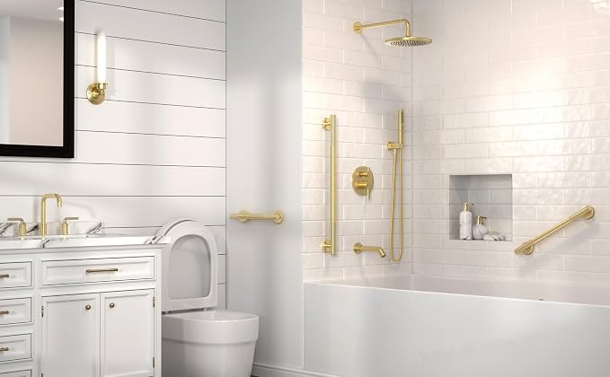 Gold Shower Grab Bars, 3 Pack Stainless Steel Bathroom Safety Grab