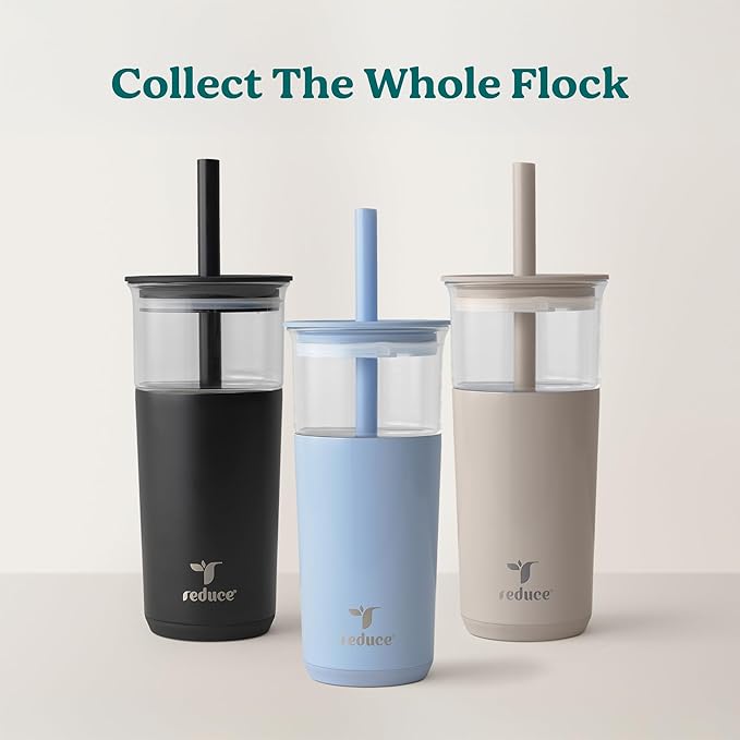 REDUCE Aspen - 20oz Vacuum Insulated Glass Tumbler - Extra Wide Straw & Lid |