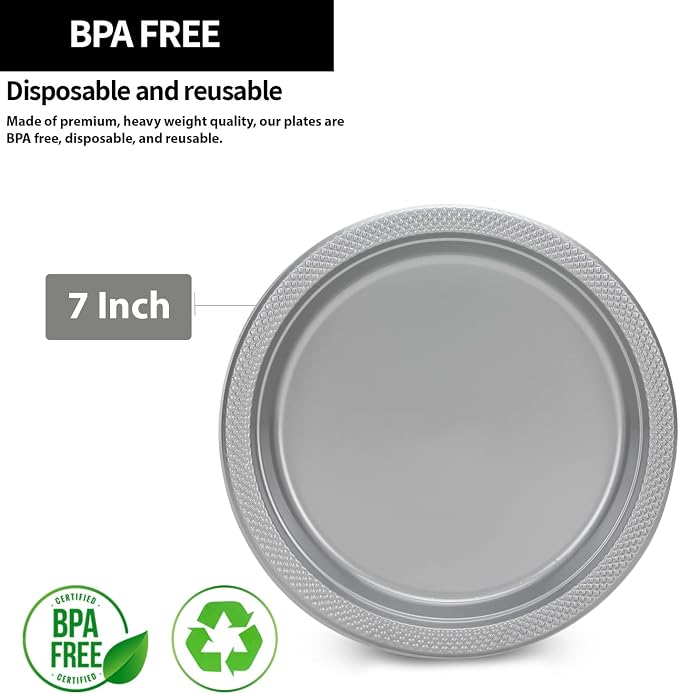 Hanna K. Signature Silver Solid Color Premium Heavy Weight Plastic Appetizer