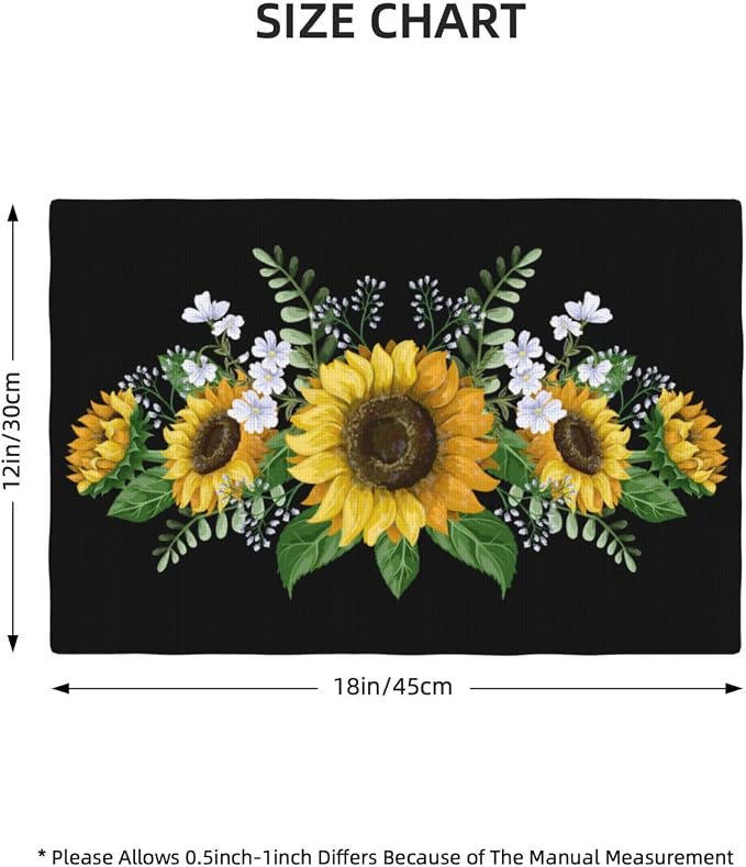 Fiokroo Sunflowers Wild Flowers Placemats Set of 6 Table Mats Table Tableware
