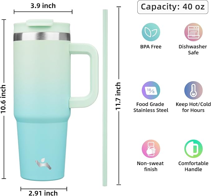 Konokyo 40 oz Insulated Tumbler Water Bottle