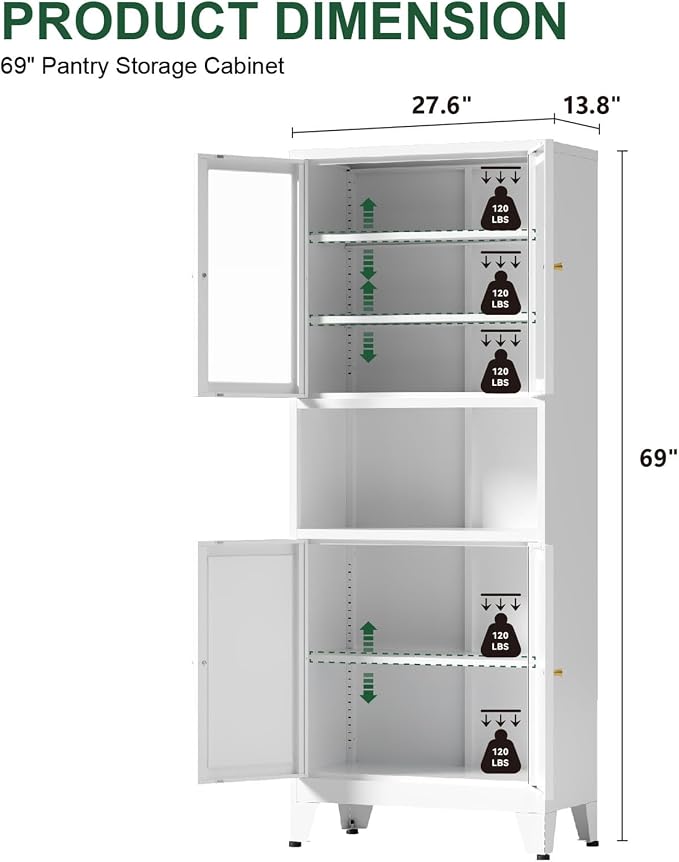 Metal Kitchen Pantry Cabinet, Freestanding Cupboards