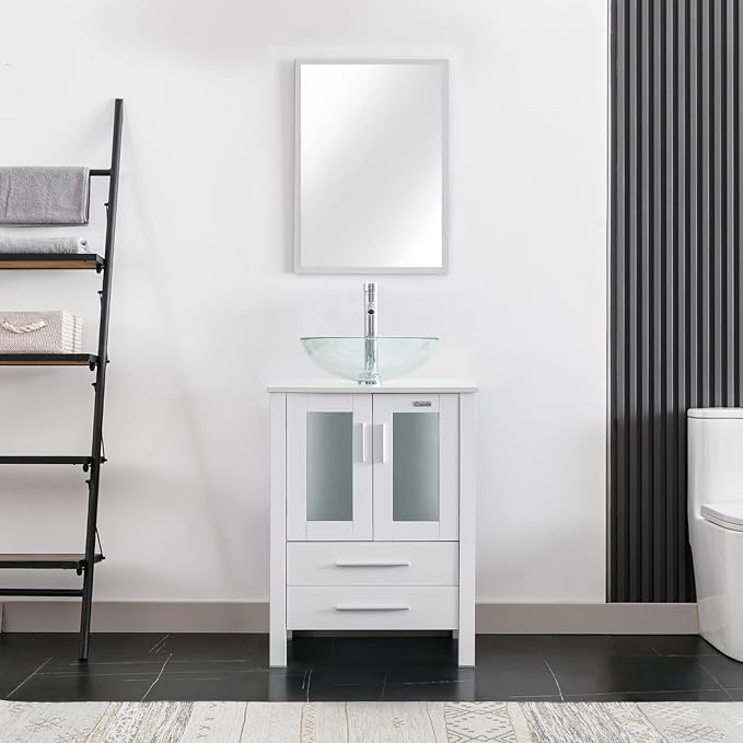 24" Modern Bathroom Vanity Sink Combo Freestanding Cabinet
