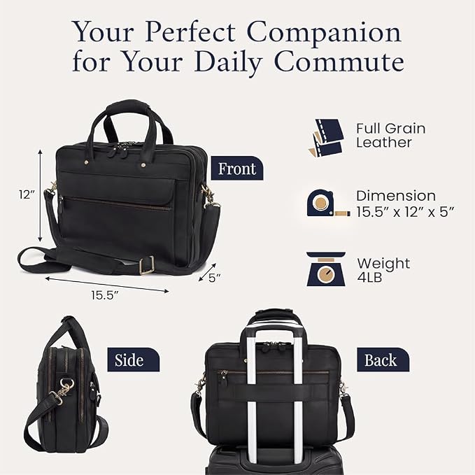 Luxorro Full Grain Leather Briefcase