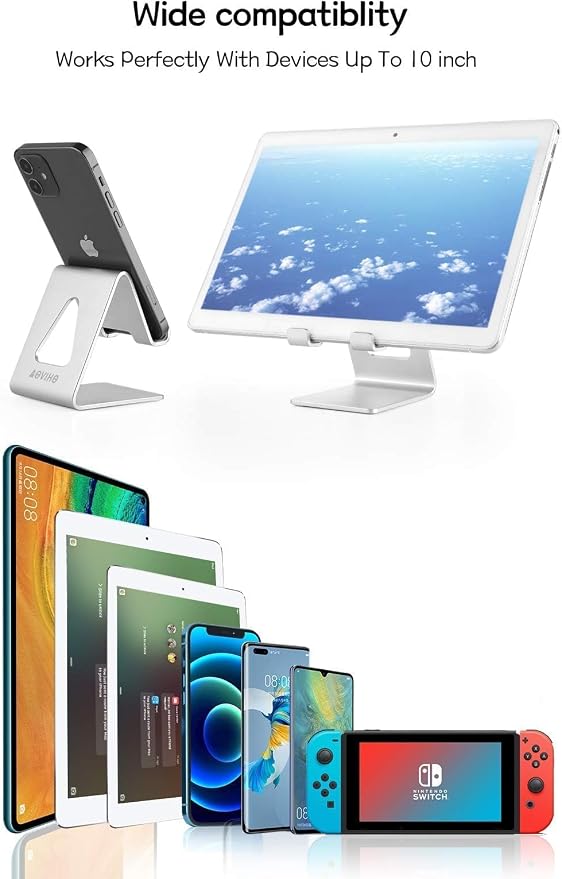 Cell Phone Stand for Desk, Desktop Phone Holder, Aluminum Mobile Phone Stand