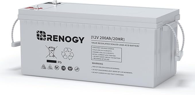 Renogy Deep Cycle AGM Battery 12 Volt 200Ah, 3% Self-Discharge Rate, 2000A Max