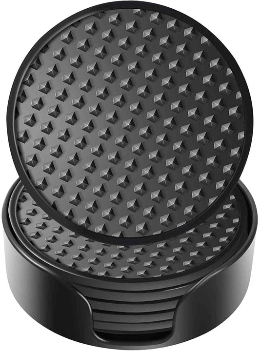 Silicone Coasters 6 Pack with Holder, Drink Coasters Set