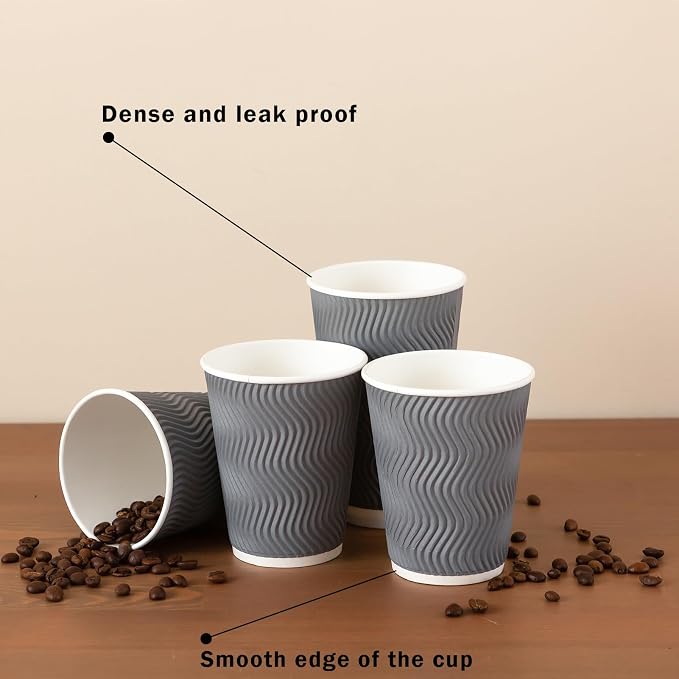 Clawsoff 150 Pack 8 oz Coffee Cups Disposable Insulated Paper Cup Gray |