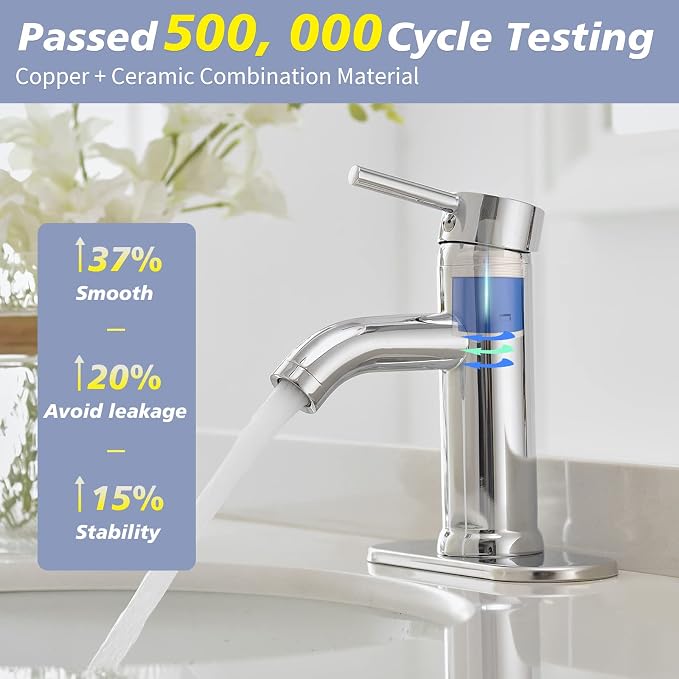 Bathroom Faucet, One Hole Single Handle Bathroom Sink Faucets Modern