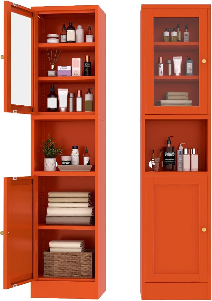 Metal Bathroom Storage Cabinet, Slim Metal Locker