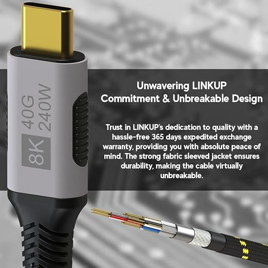 LINKUP USB 4.0 USB C to USB C Cable | Thunderbolt 4/3 Compatible | Type C