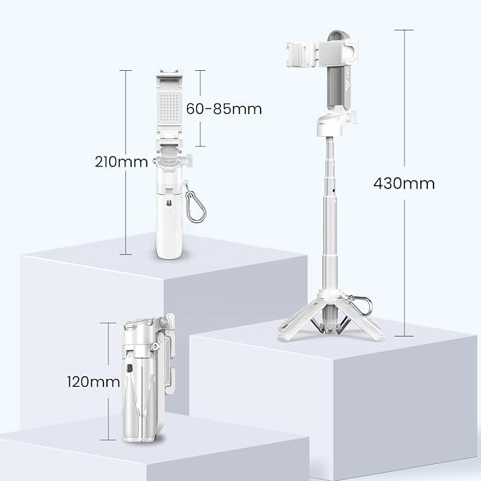Mini Selfie Stick with 2 Fill Lights, Portable Phone Tripod with Remote and
