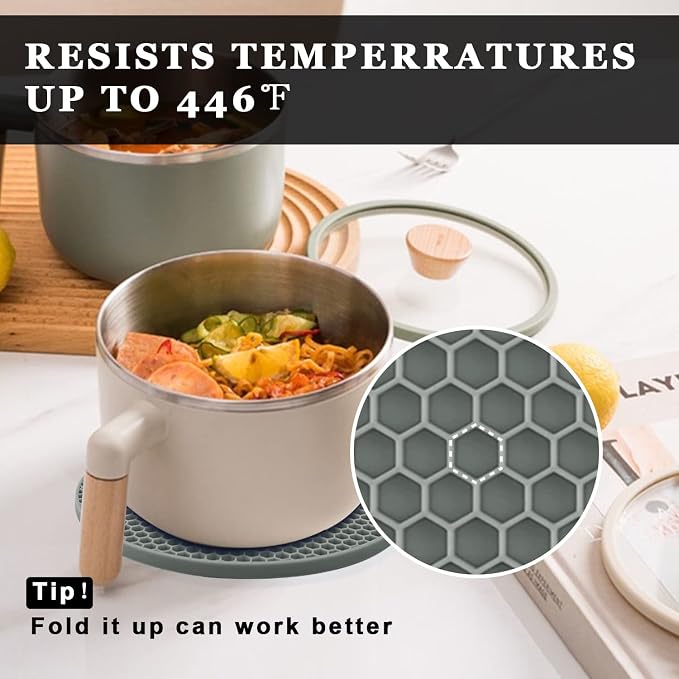 Silicone Trivet Mats, 2 Sizes 7 & 9 Inch Heat Resistant Silicone Hot Pads Pot