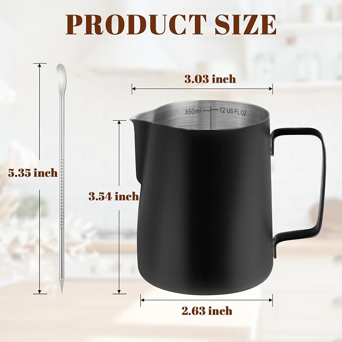 Amrules Milk Frothing Pitcher, 12oz Milk Frother Cup