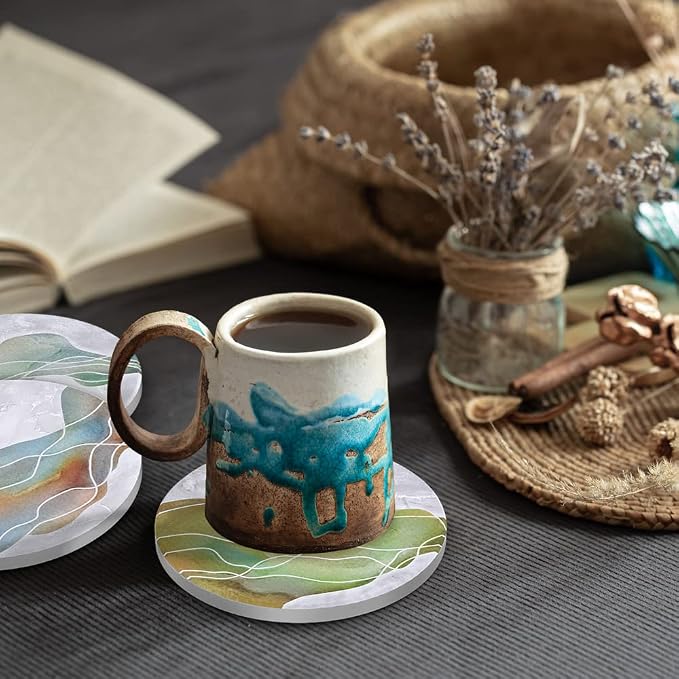 UMIRRO Absorbent Ceramic Stone Coasters Set of 6