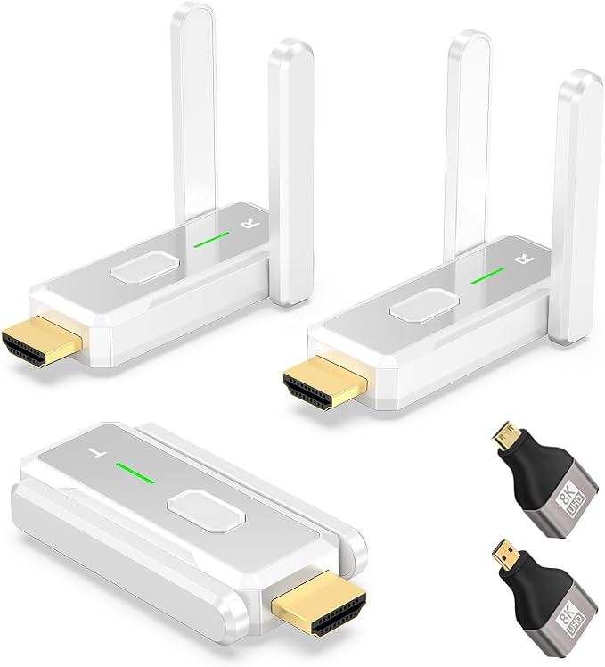 Wireless HDMI Transmitter and 2 Receivers 500FT/150M, 2.4G+5G Plug & Play