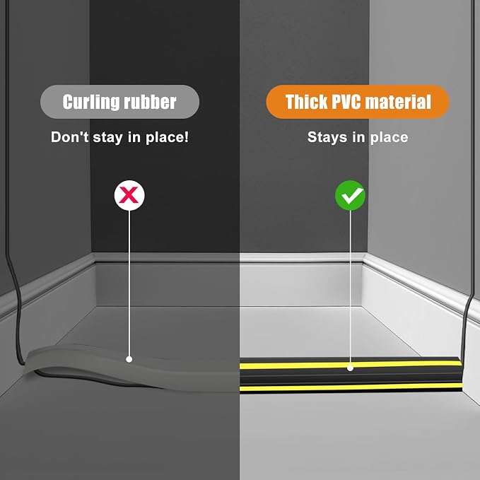6.5 ft Cord Covers for Wires on Floor, Heavy Duty PVC Duct Floor Cord Cover
