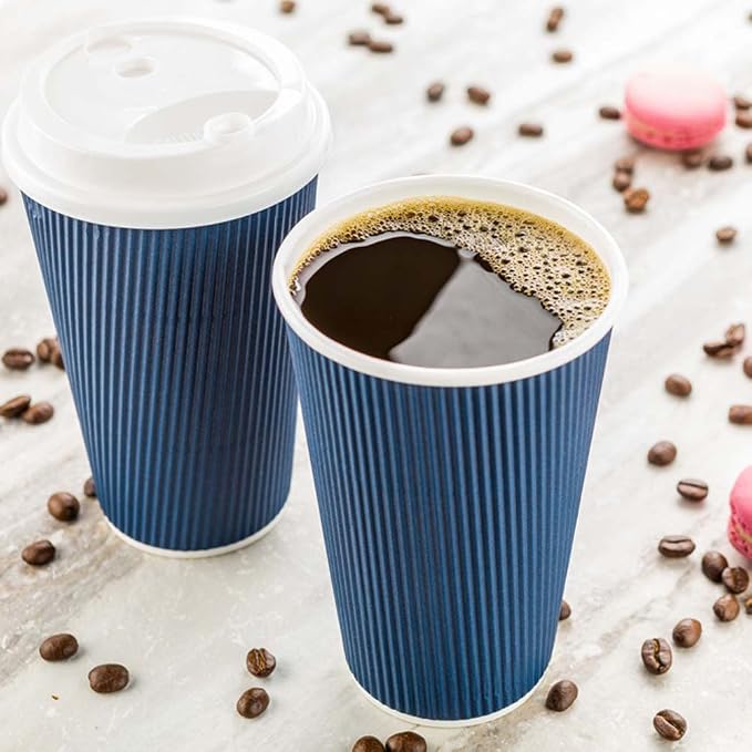 Restaurantware 16 Ounce Ripple Wall Disposable Coffee Cups, 500 Insulated