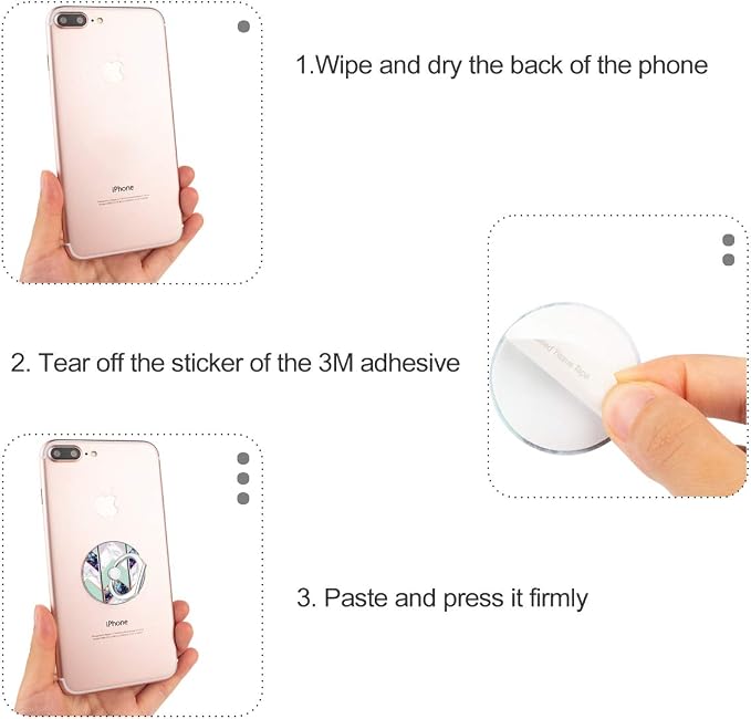 Bonoma Phone Ring Grip, 3 Pack Wave Geometric Marble 360 Degree Rotation 180
